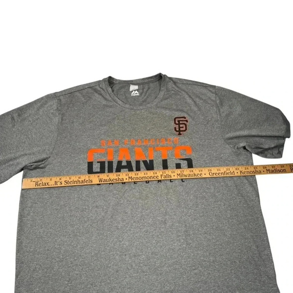 San Francisco Giants Majestic Shirt Men’s Size 2XL Heathered Gray MLB Baseball - Picture 8 of 12